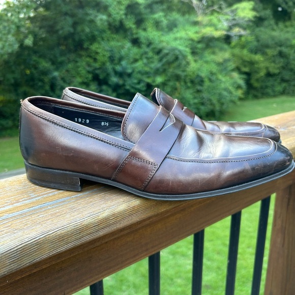 To Boot New York Adam Derrick Tesoro penny loafers in dark brown leather - Picture 1 of 8
